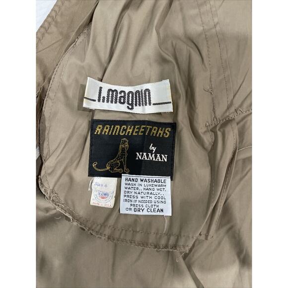 Vintage Rain Cheetahs Trench Coat Light Weight Brown Size 6 S/M Pockets Rain - Picture 10 of 11